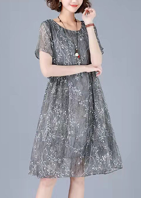 LM | Patchwork dress with embroidery and half sleeves, two-piece