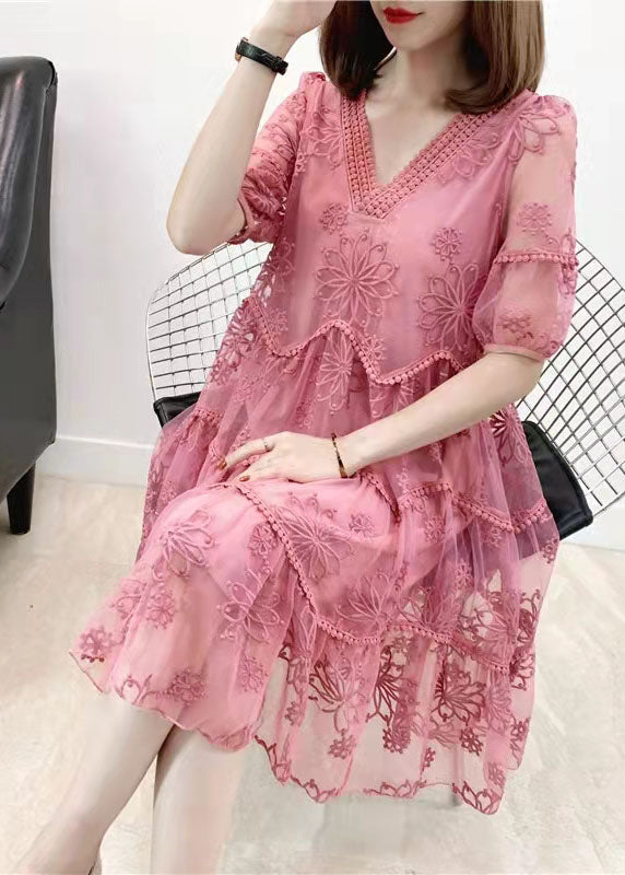 LM | Patchwork dress with embroidery and half sleeves, two-piece