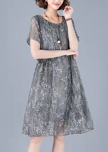 LM | Patchwork dress with embroidery and half sleeves, two-piece